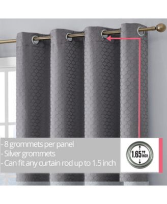 HLC.me Siena Pattern 100% Complete Blackout Thermal Insulated Double Layer Window Curtain Grommet Panels - Energy Savings & Soundproof, Set of 2