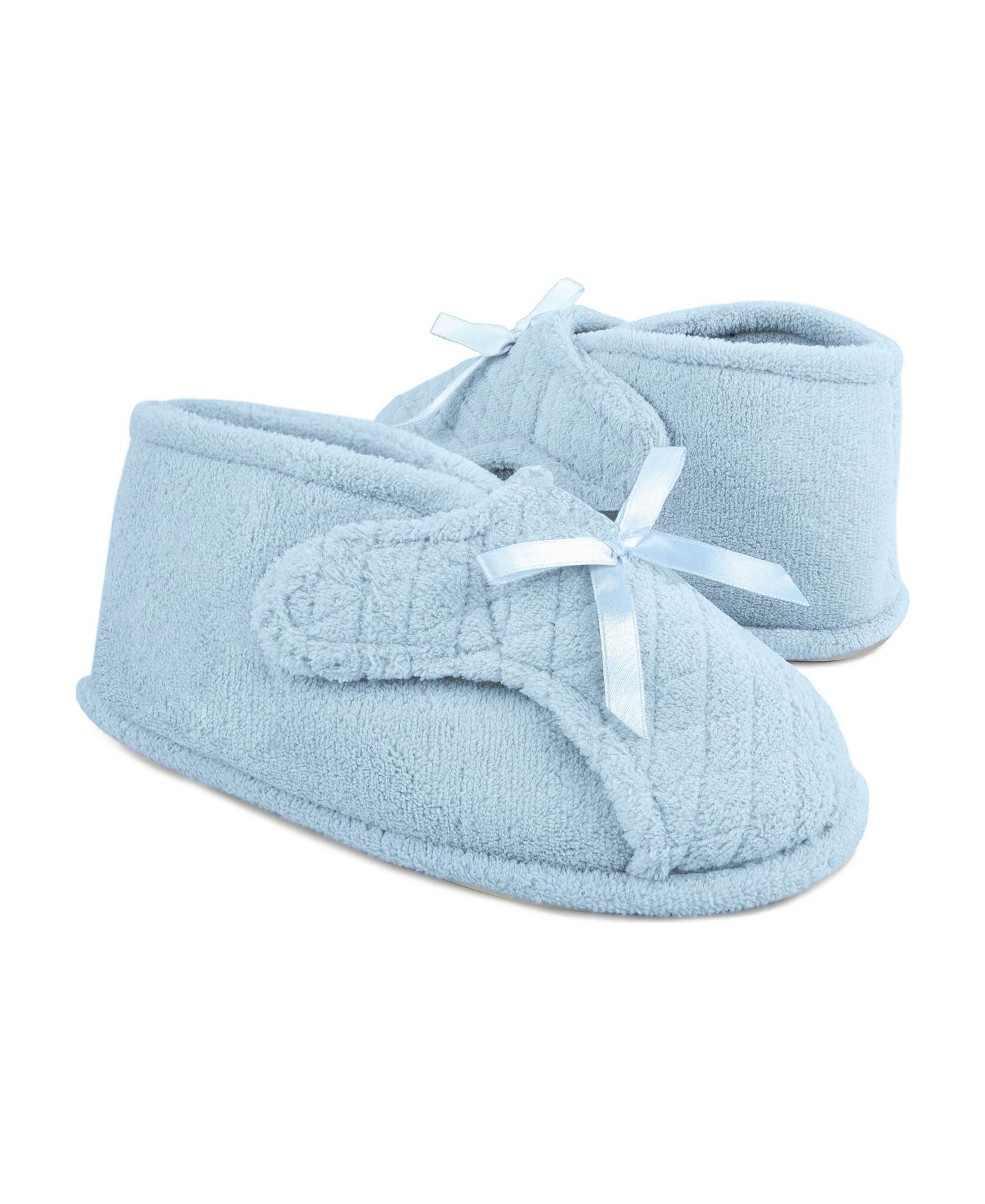 Женские тапочки MUK LUKS Micro Chenille Adjustable Bootie Slippers, цвет: Синий — фото 3