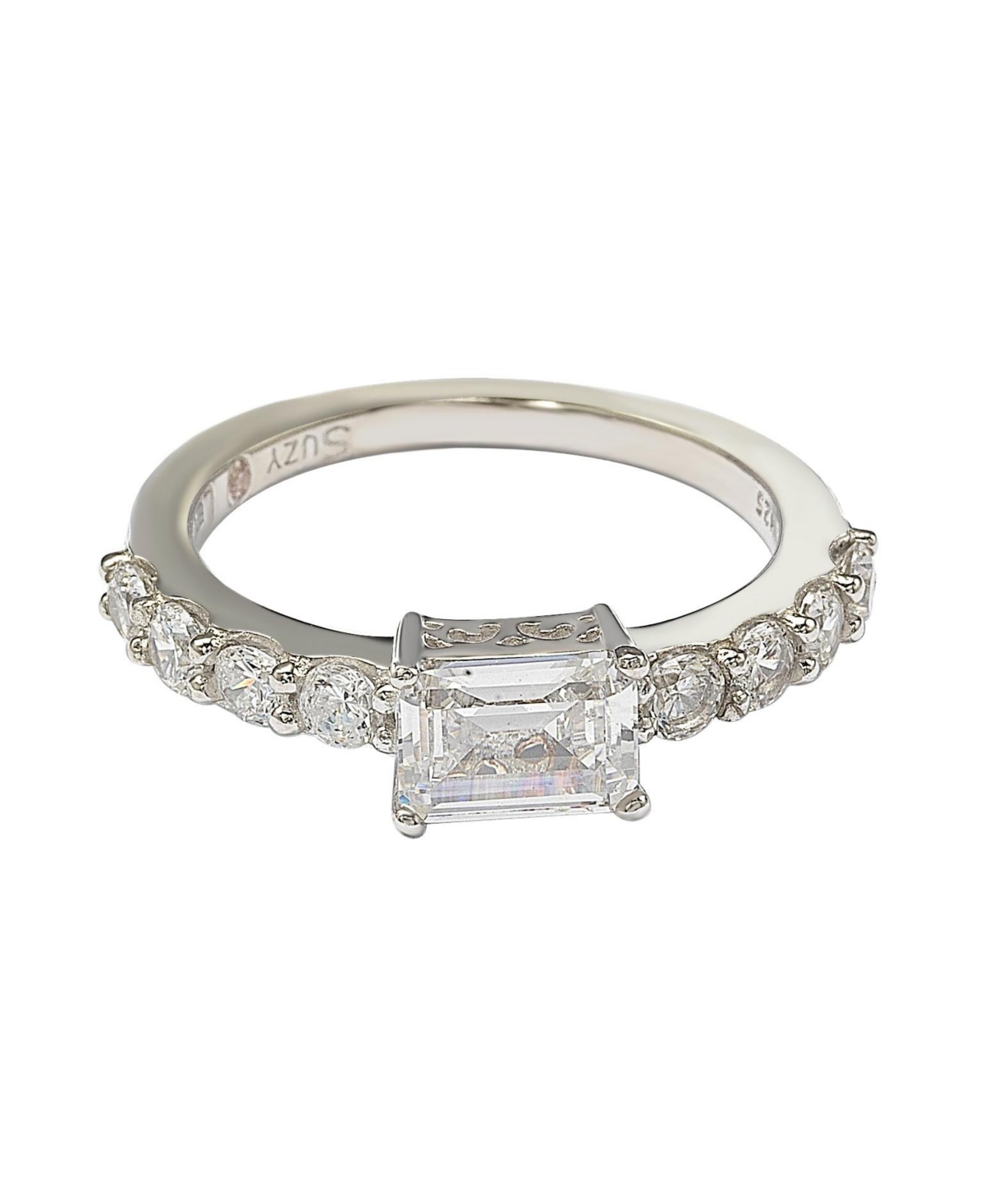 Suzy Levian New York Suzy Levian SterlingAssher Cut Cubic Zirconia Bridal Eternity Band Ring - Silver