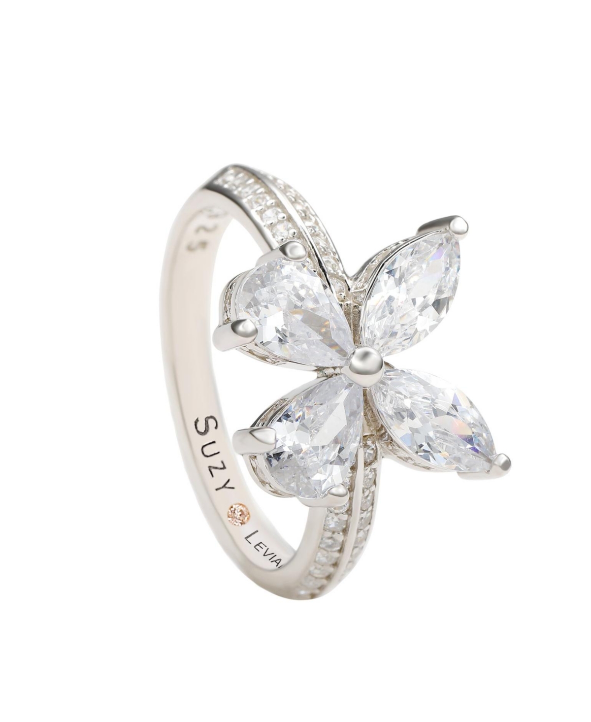 Suzy Levian Sterling Silver Cubic Zirconia Butterfly Ring - White