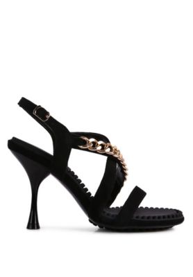 DOMEDA Womens Metal Chain Embellished Sandals