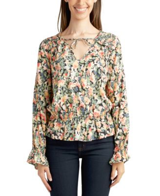 BCX - Juniors' Floral-Print Peplum Top
