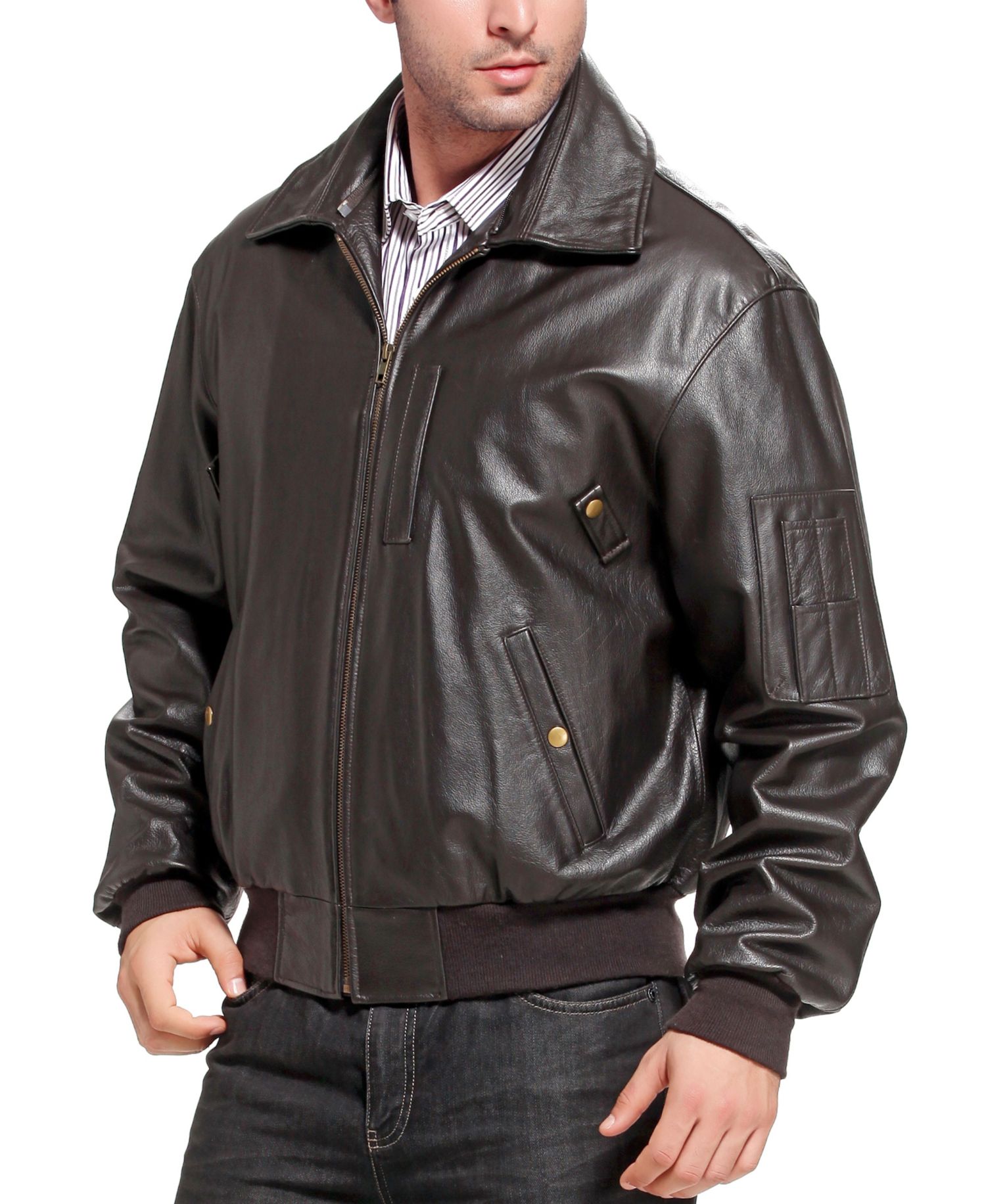 Men B-15 Leather Flight Bomber Jacket
