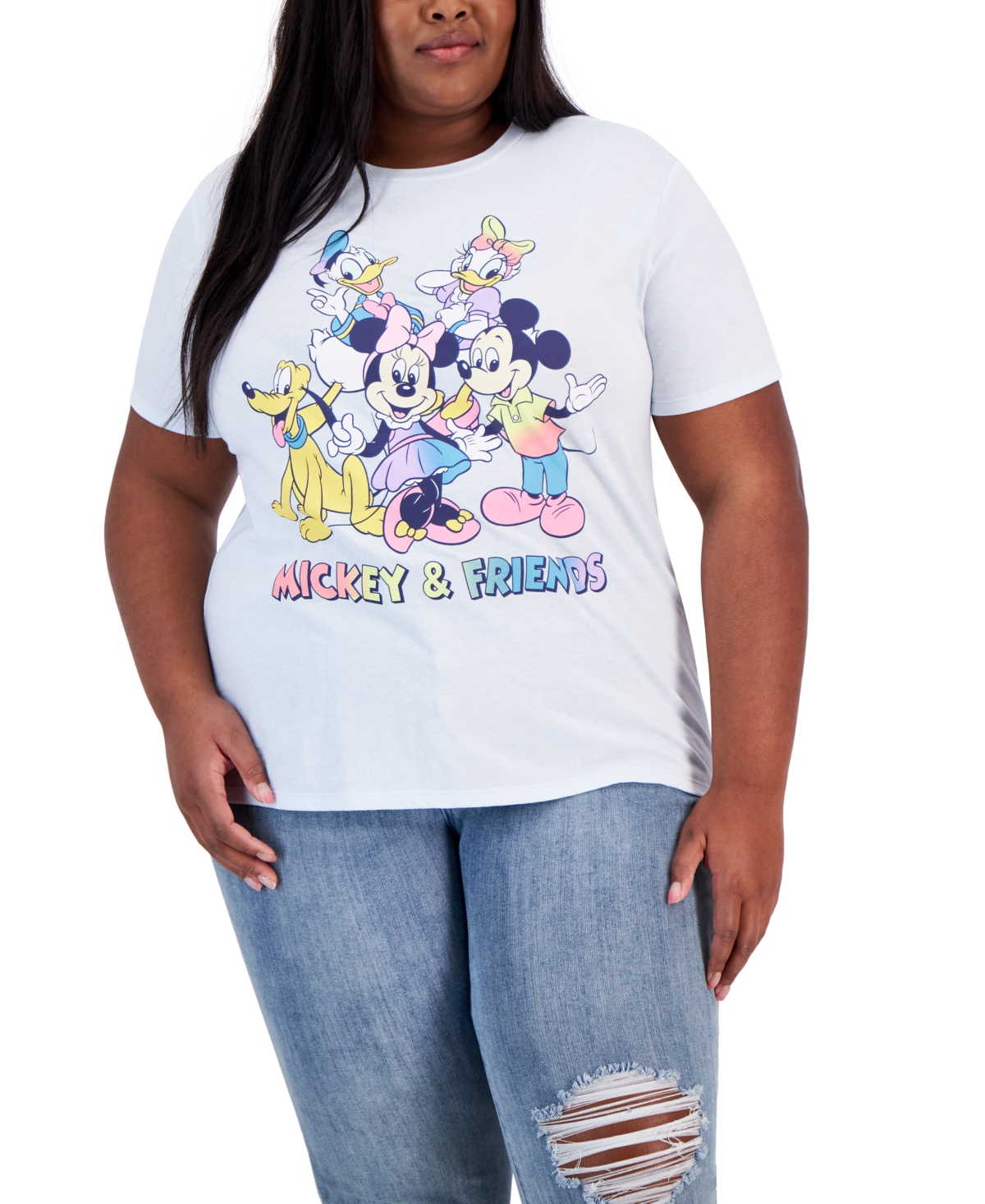 Trendy Plus Size Mickey & Friends Graphic T-Shirt - Ice Melt