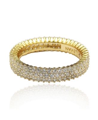 Suzy Levian Sterling Silver Micro-Pave White Cubic Zirconia Eternity Band Ring