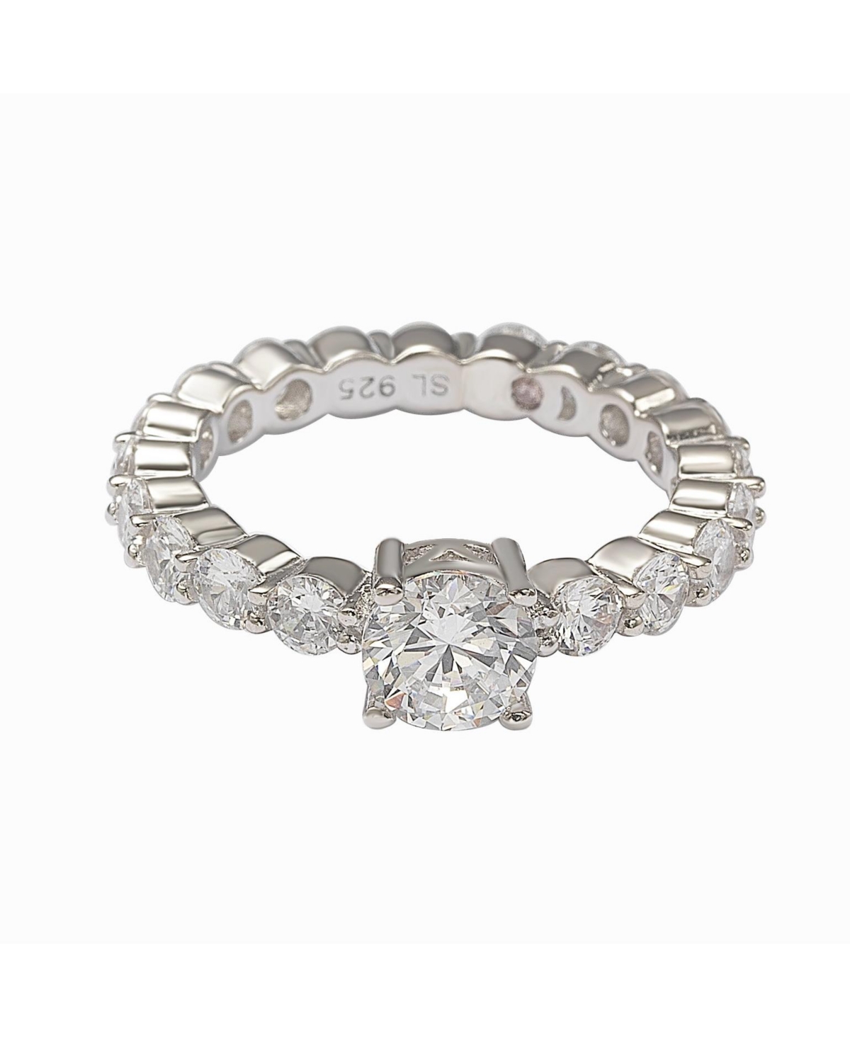 Suzy Levian New York Suzy Levian SterlingRound Cut Cubic Zirconia Bridal Eternity Band Ring - Silver