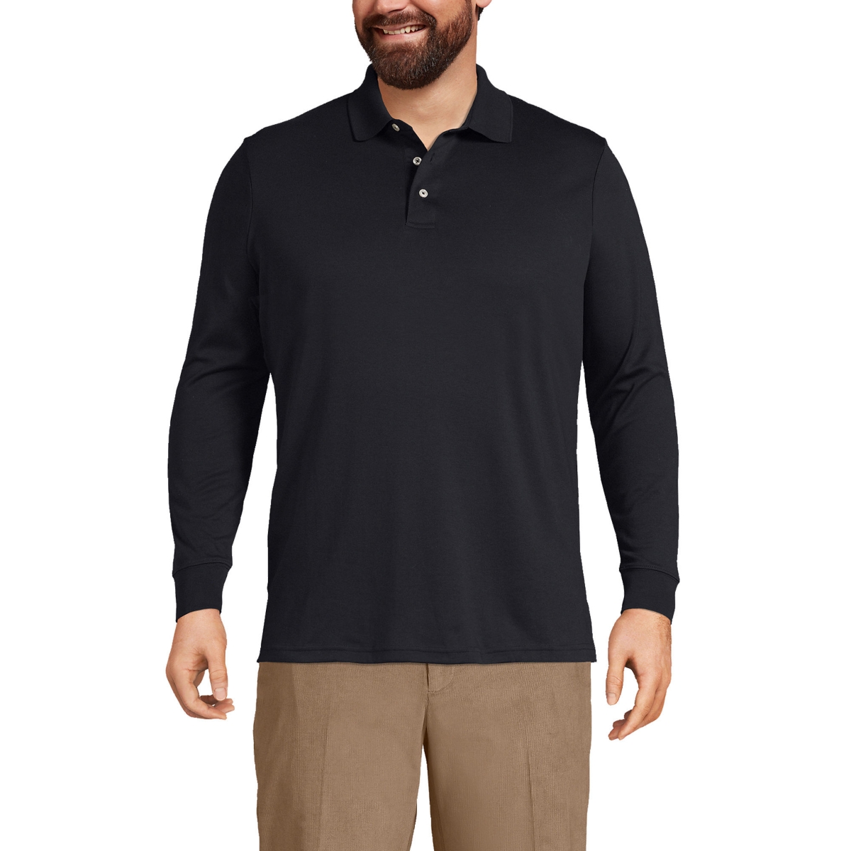 Men's Long Sleeve Cotton Supima Polo Shirt - White