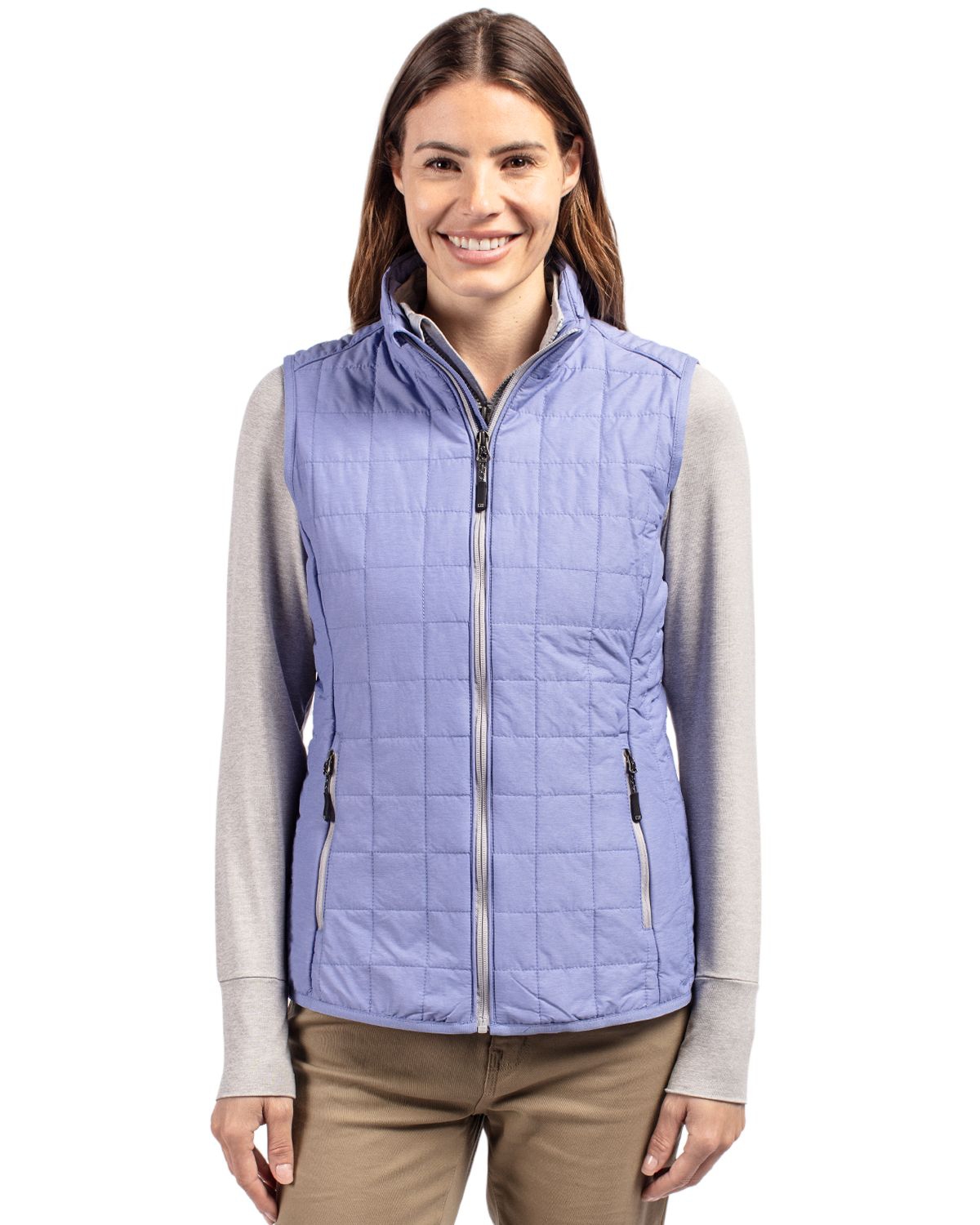 Rainier PrimaLoft Womens Plus Size Eco Insulated Full Zip Puffer Vest - Satsuma