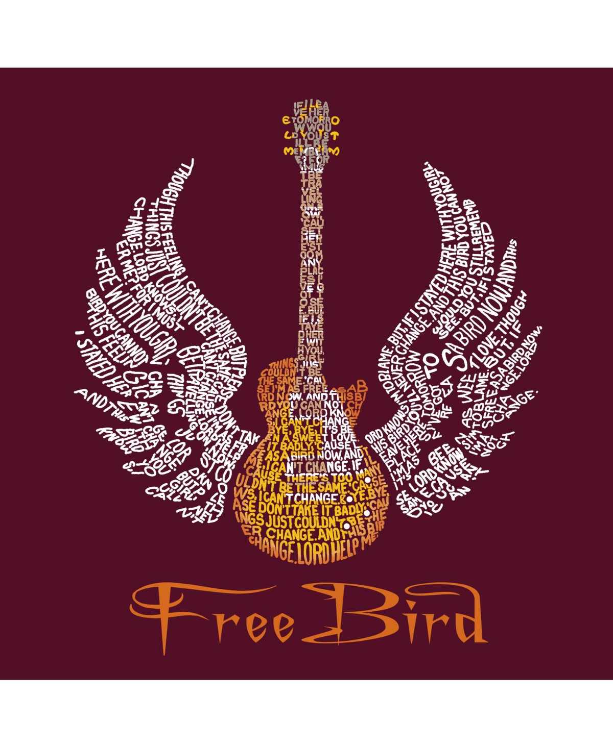 Lyrics To Freebird - Big Boy's Word Art Crewneck Sweatshirt