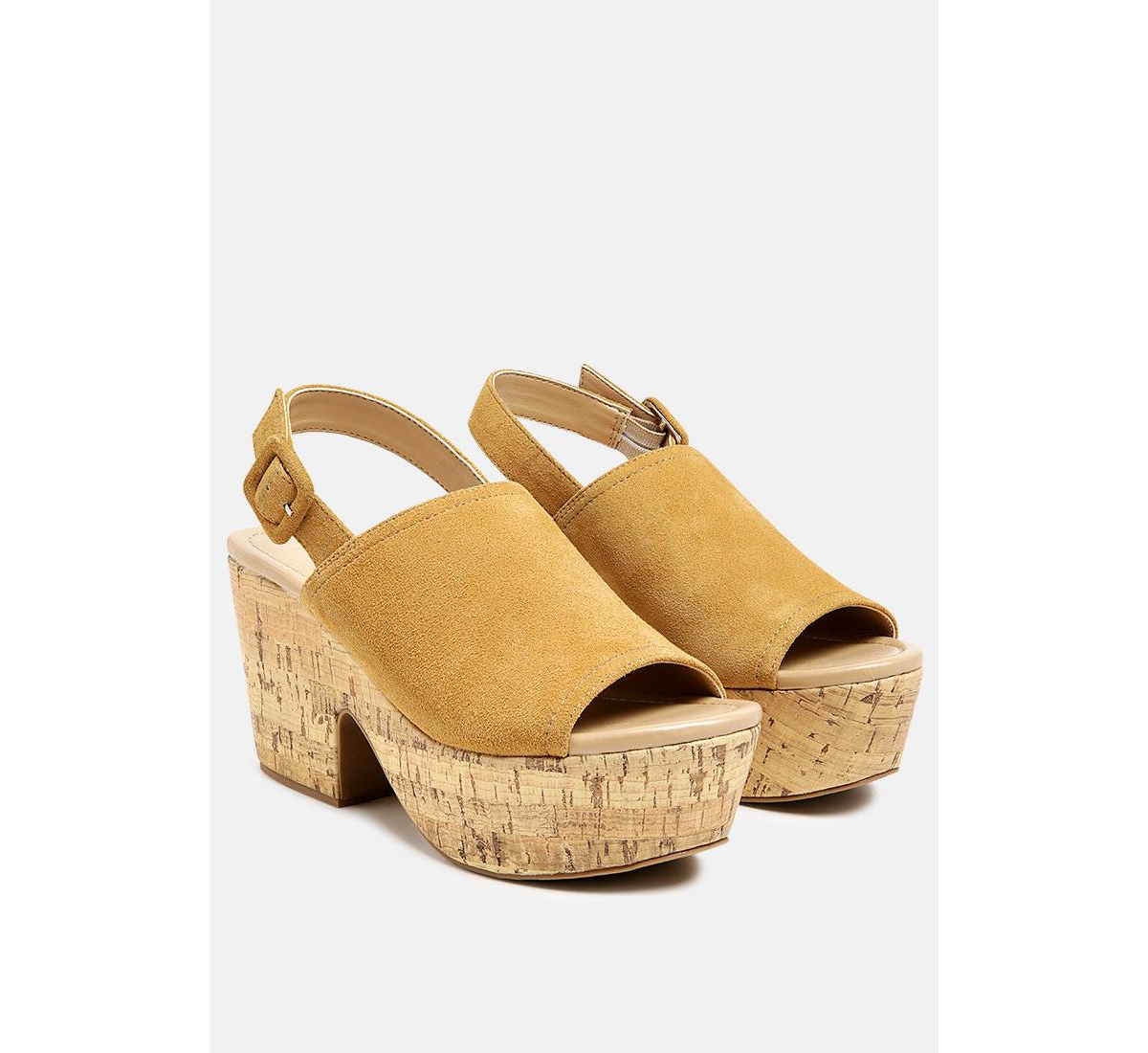 Rag & Co Vendela Leather Slingback Platform Sandal In Tan