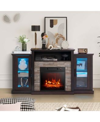 Costway Fireplace TV Stand With Led Lights & Electric Fireplace For 65 ...