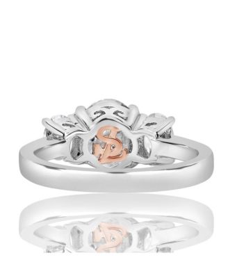 Suzy Levian Sterling Silver White Oval Cut Cubic Zirconia 3-Stone Center Stone Ring