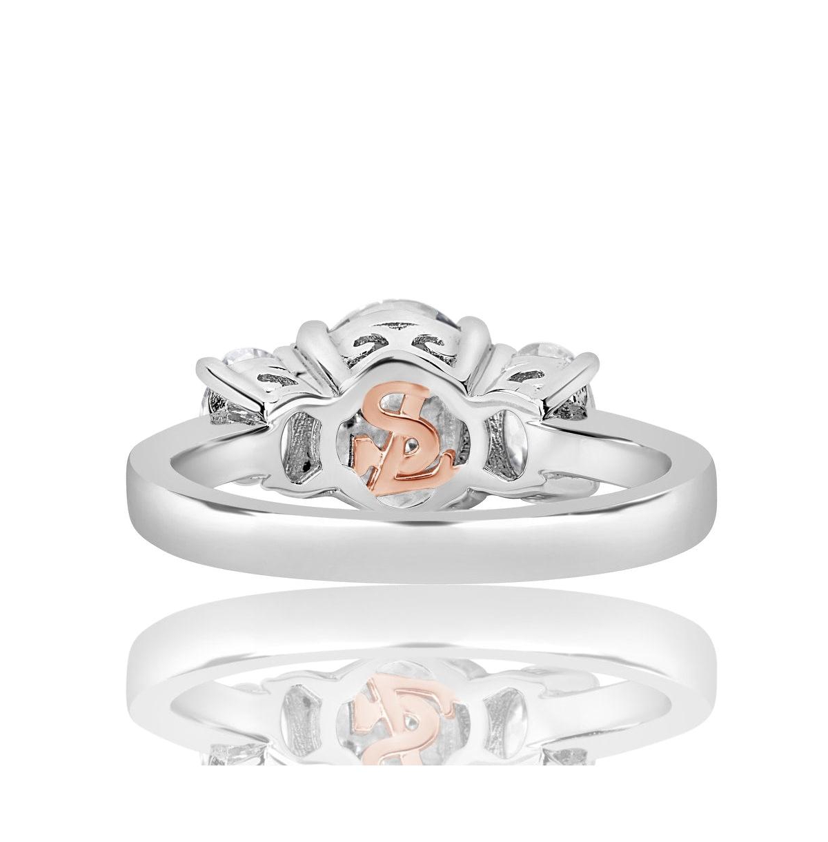 Suzy Levian New York Suzy Levian SterlingWhite Oval Cut Cubic Zirconia 3-Stone Center Stone Ring - Silver