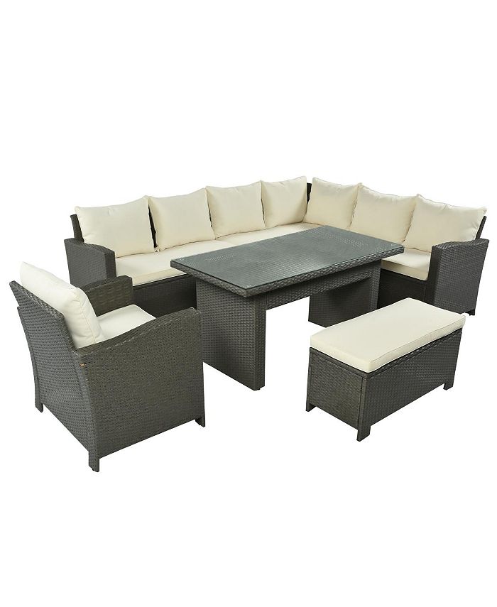 Simplie Fun Patio Furniture Set, 6 Piece Outdoor Conversation Set