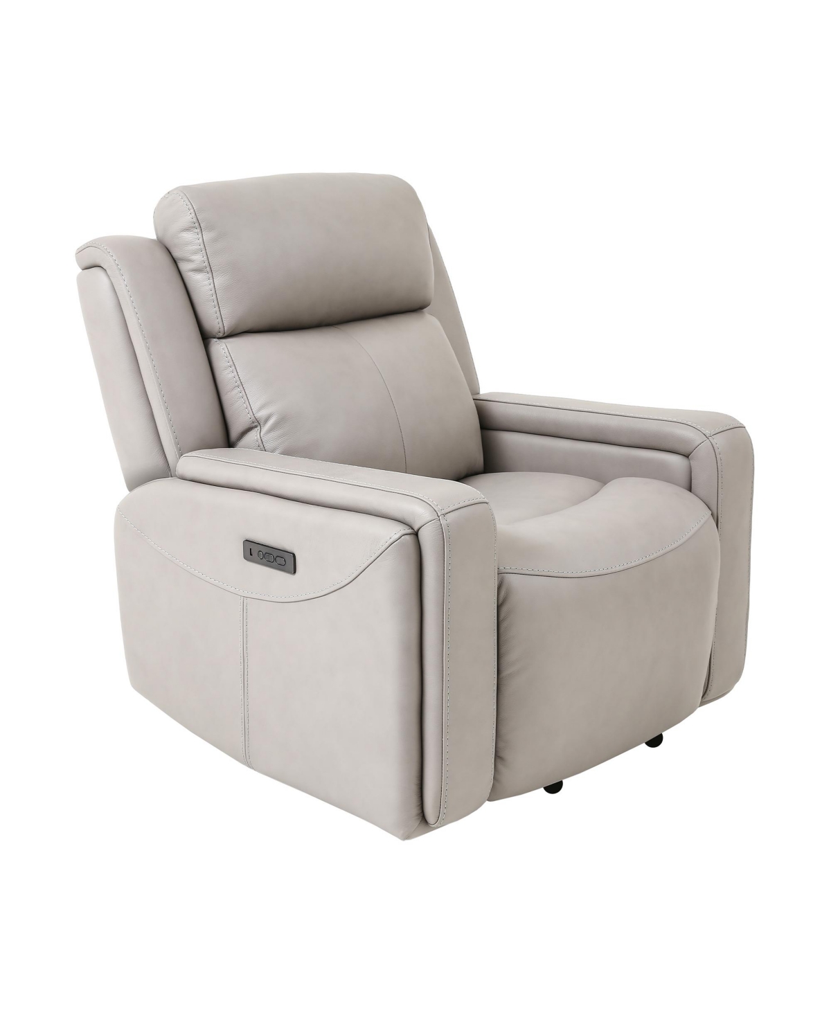Armen Living Claude 37" Genuine Leather In Dual Power Headrest And Lumbar Support Recliner Chair In Light Gray