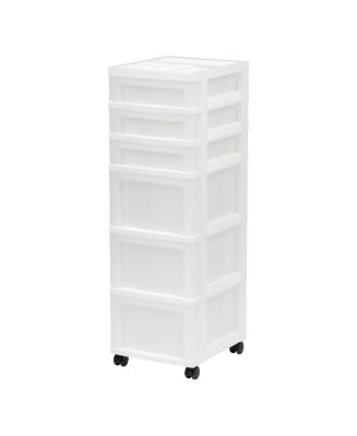Iris 6 Drawer Storage Cart with Organizer Top white/pearl