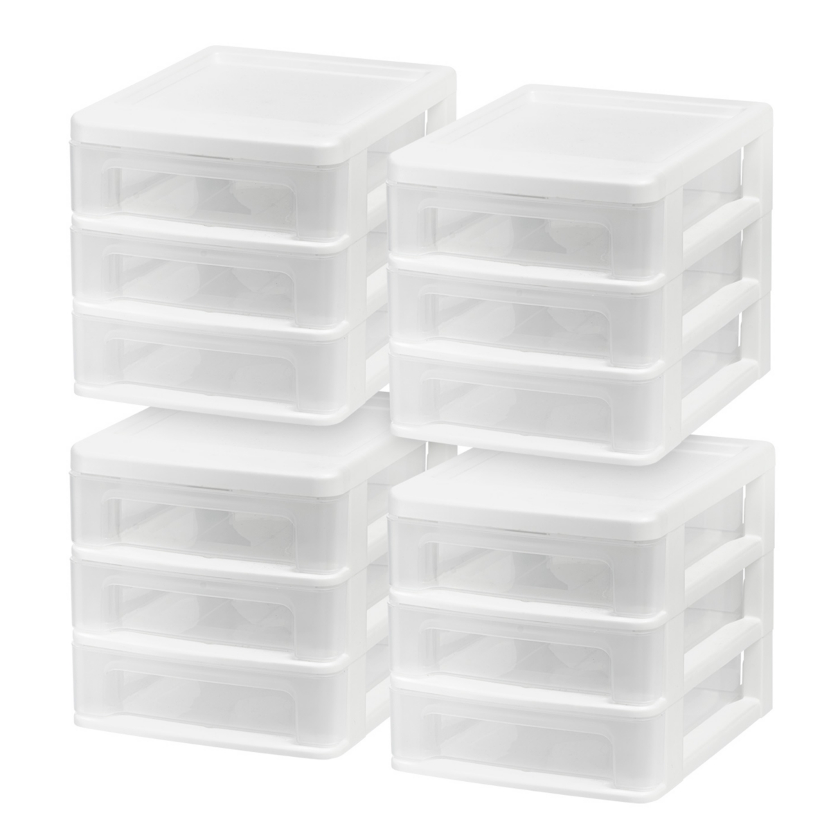 4 Pack Small 3-Drawer Desktop Organizer for Office, Files & Supplies, White - White