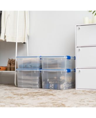 44 Quart and 26.5 Quart WeatherPro Storage Box Combo with Durable Lid and Seal and Secure Latching Buckles