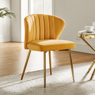 Aruna Velvet Side Chair with Metal Legs