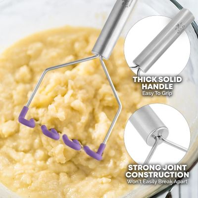 Non-Scratch Potato Masher Kitchen Tool - Durable Stainless Steel Mashed Potatoes Masher