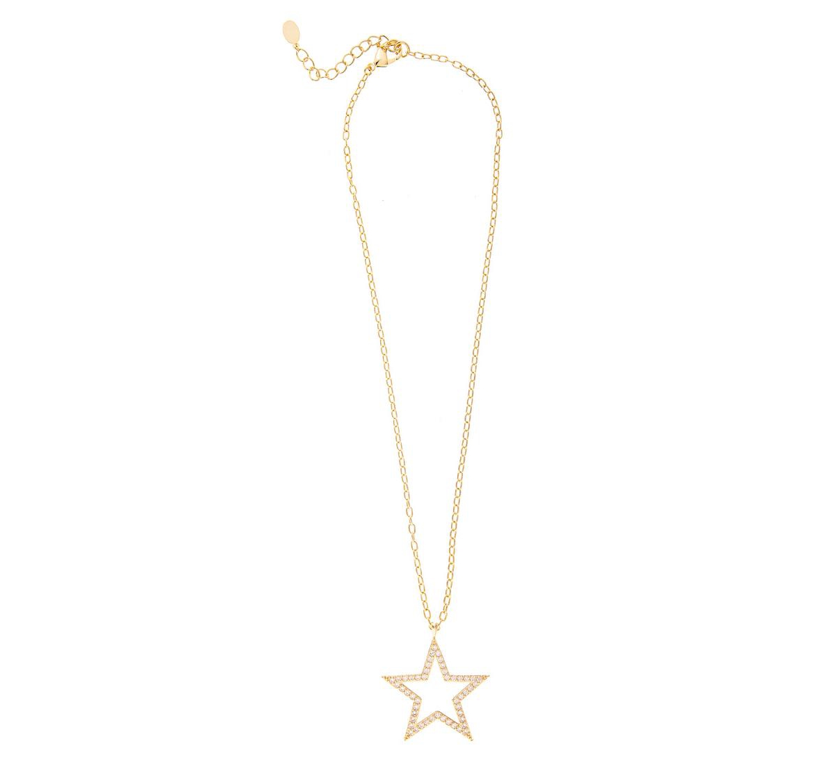 Cut Out Star Cubic Zirconia Pendant Necklace - Gold with clear cubic zirconia
