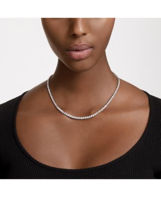 Round Cut White Rhodium Plated Matrix Tennis Necklace