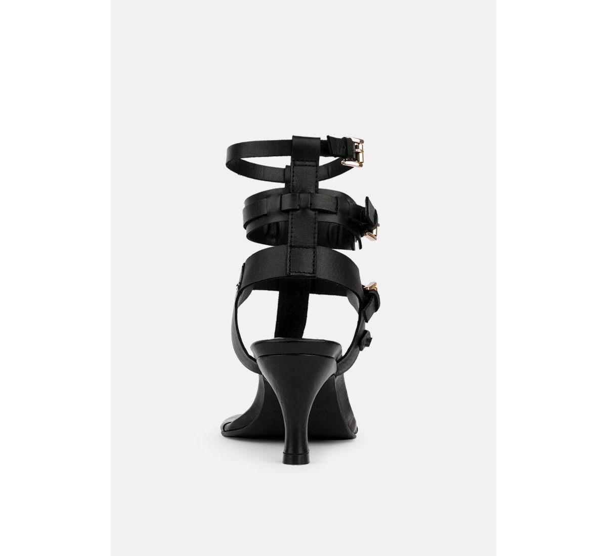 Nereid Black Kitten Heel Cut Out Gladiator Sandals