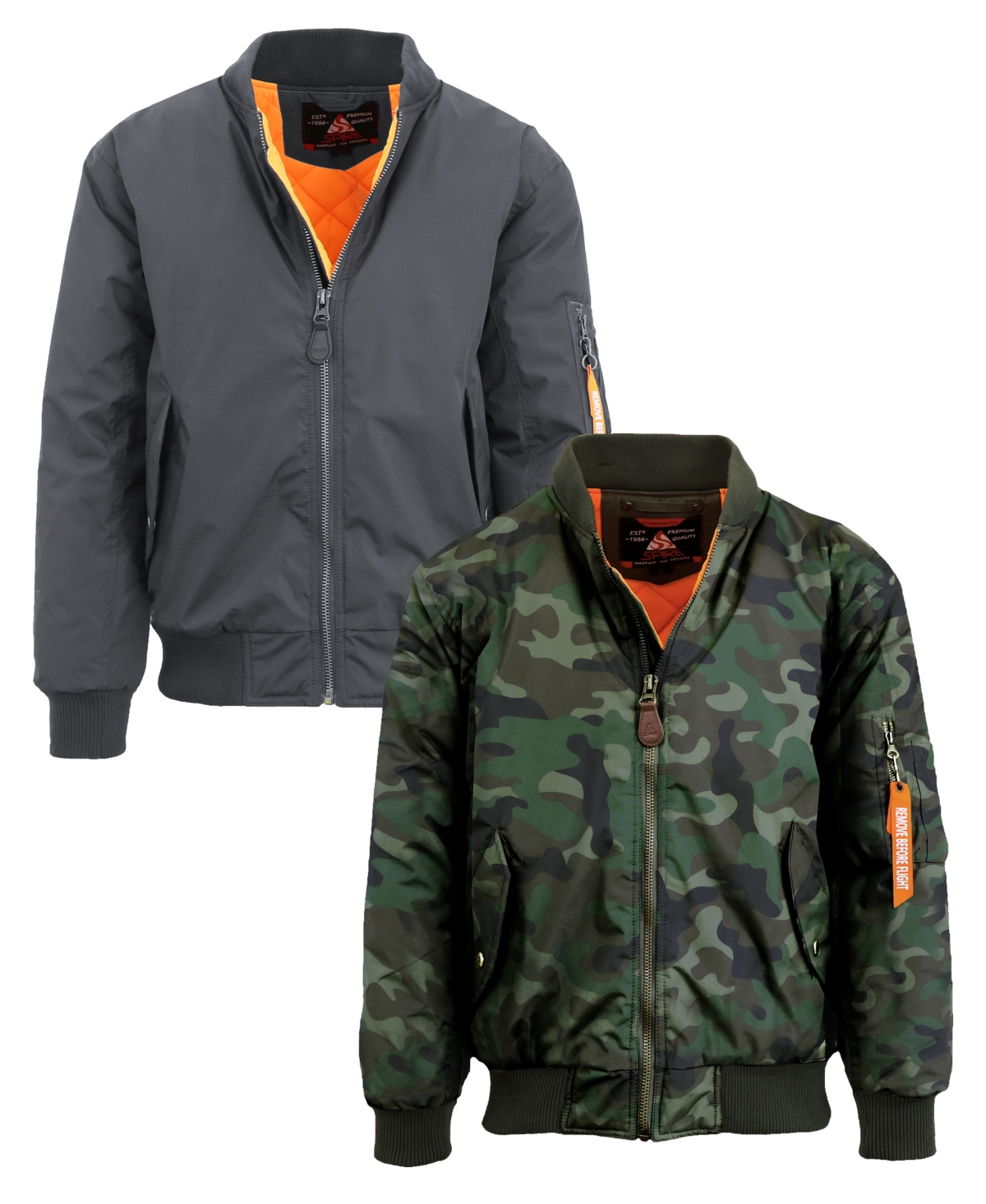 Spire By Galaxy Men's Heavyweight Ma-1 Bomber Flight Jacket, Pack Of 2 In Charcoal-camo