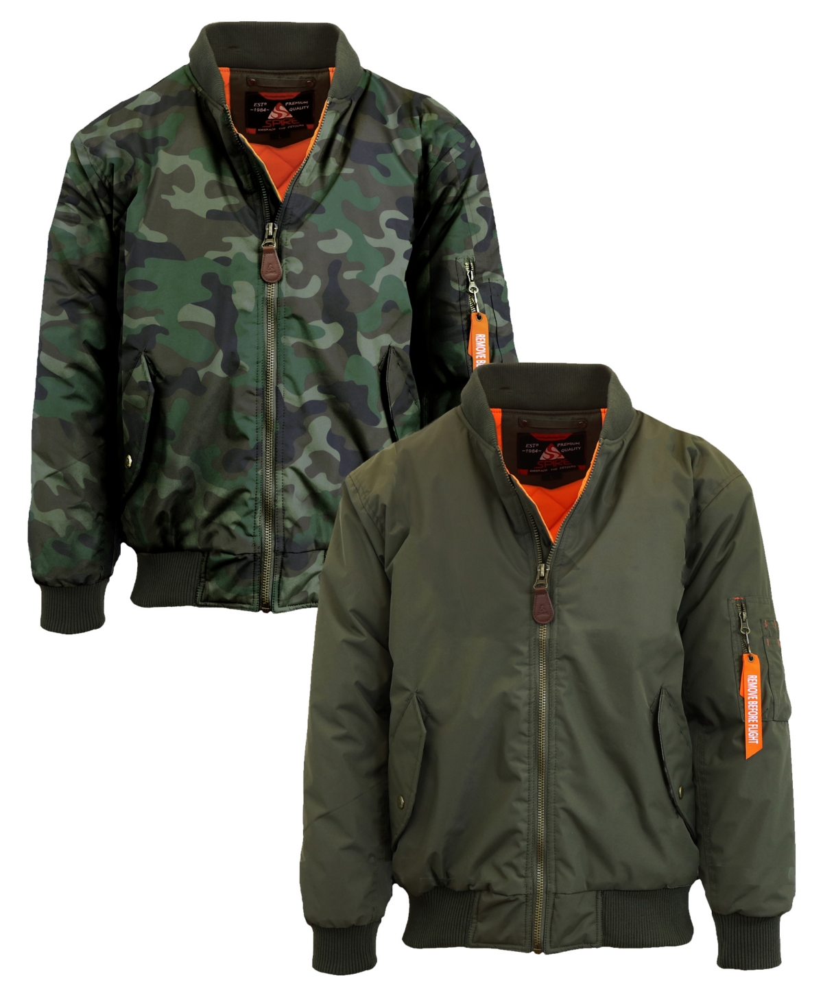 Spire By Galaxy Men's Heavyweight Ma-1 Bomber Flight Jacket, Pack Of 2 In Camo-olive