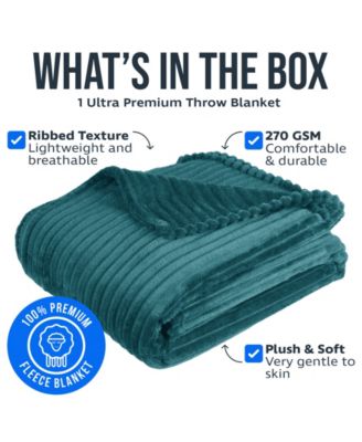 Cut Plush Lightweight Super Soft Luxury Bed Throw, 50" x 60"