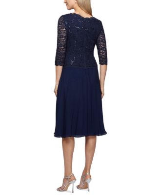 Petite Cowl-Back Tea-Length Dress