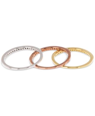 Tri-Tone 3-Pc. Set Half Eternity Band Rings