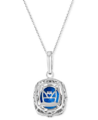Blueberry Tanzanite (4-1/2 ct. t.w.) & Diamond (1/2 ct. t.w.) Halo Pendant Necklace in 14k White Gold, 18" + 2" extender