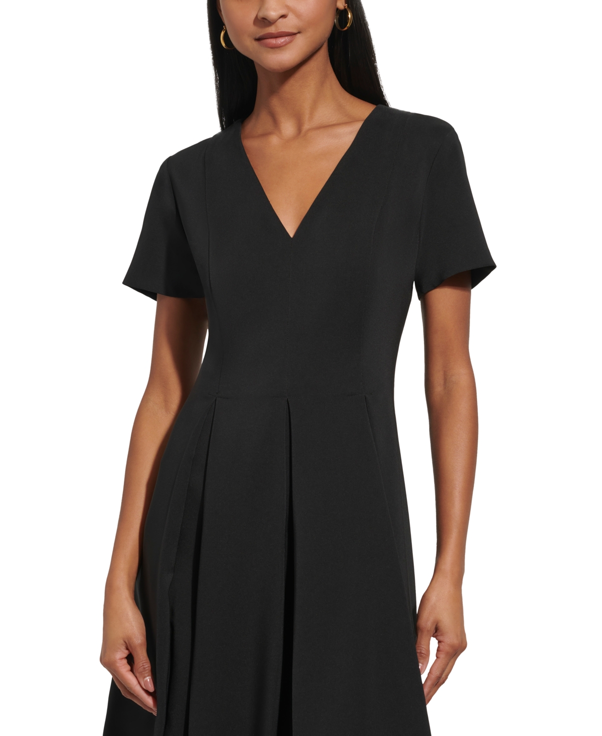 Shop Tommy Hilfiger Women's Short-sleeve V-neck Dress In Black