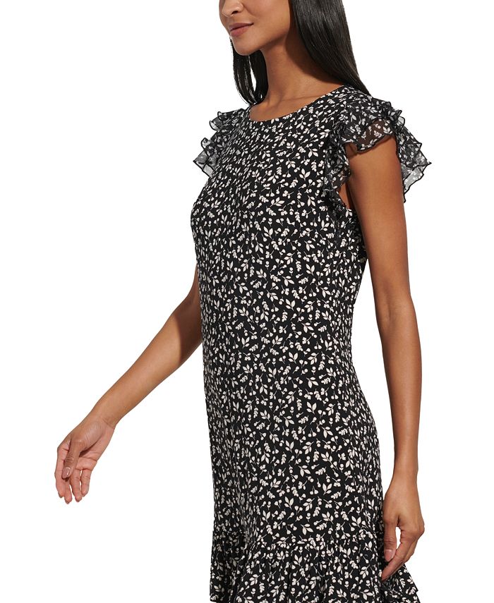 Tommy Hilfiger Women's Flutter Sleeve Midi Dress Blue Size 2