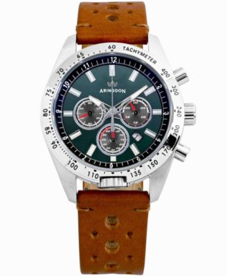 Abingdon Co. - Women's Chronograph Jordan Brown Perforated Leather Strap Watch 40mm