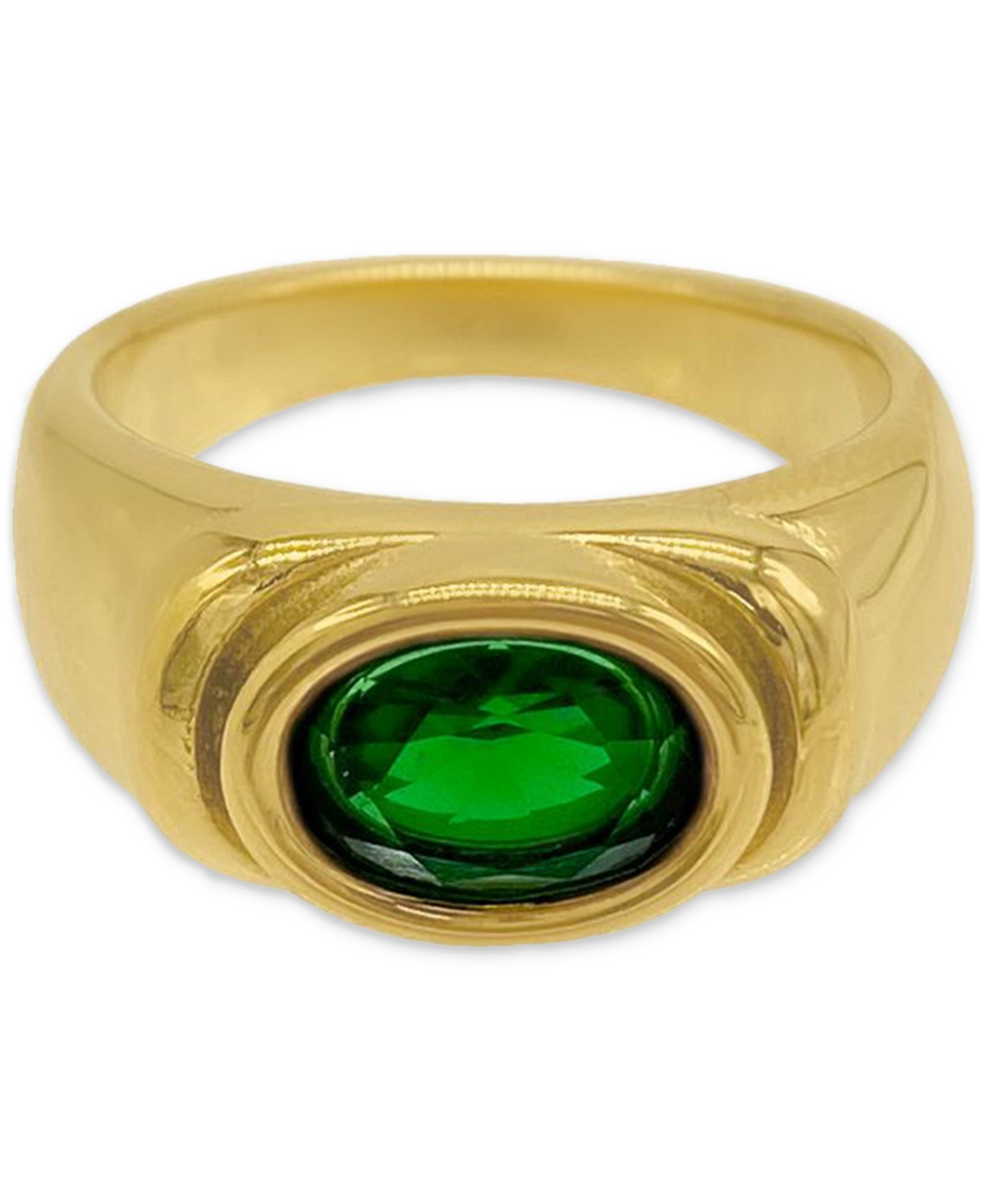 Adornia 14k Gold-plated Crystal Ring In Green