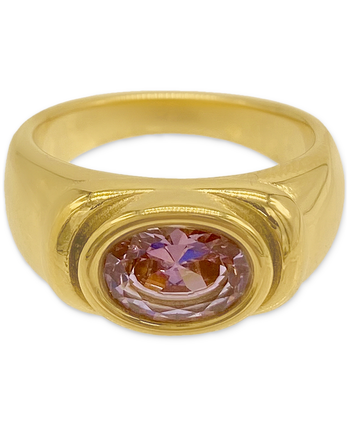 Adornia 14k Gold-plated Crystal Ring In Pink