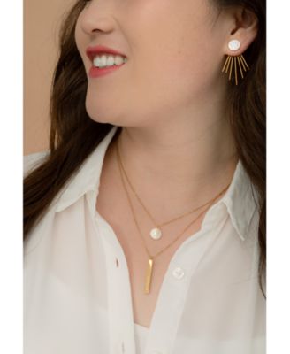 Caroline Mother of Pearl Stud & Fringe Earrings