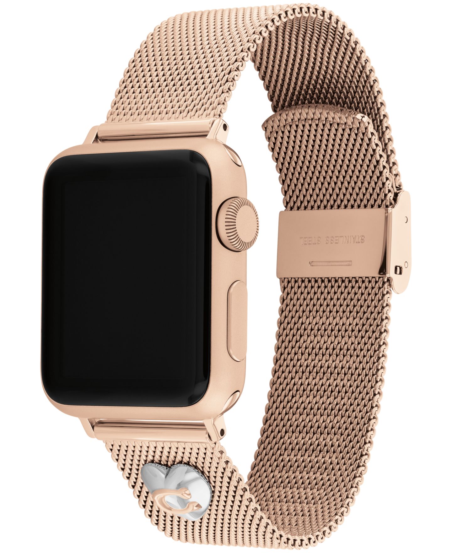 Браслет Coach сетчатый для Apple Watch 38/40/41 мм розовое золото — фото 3
