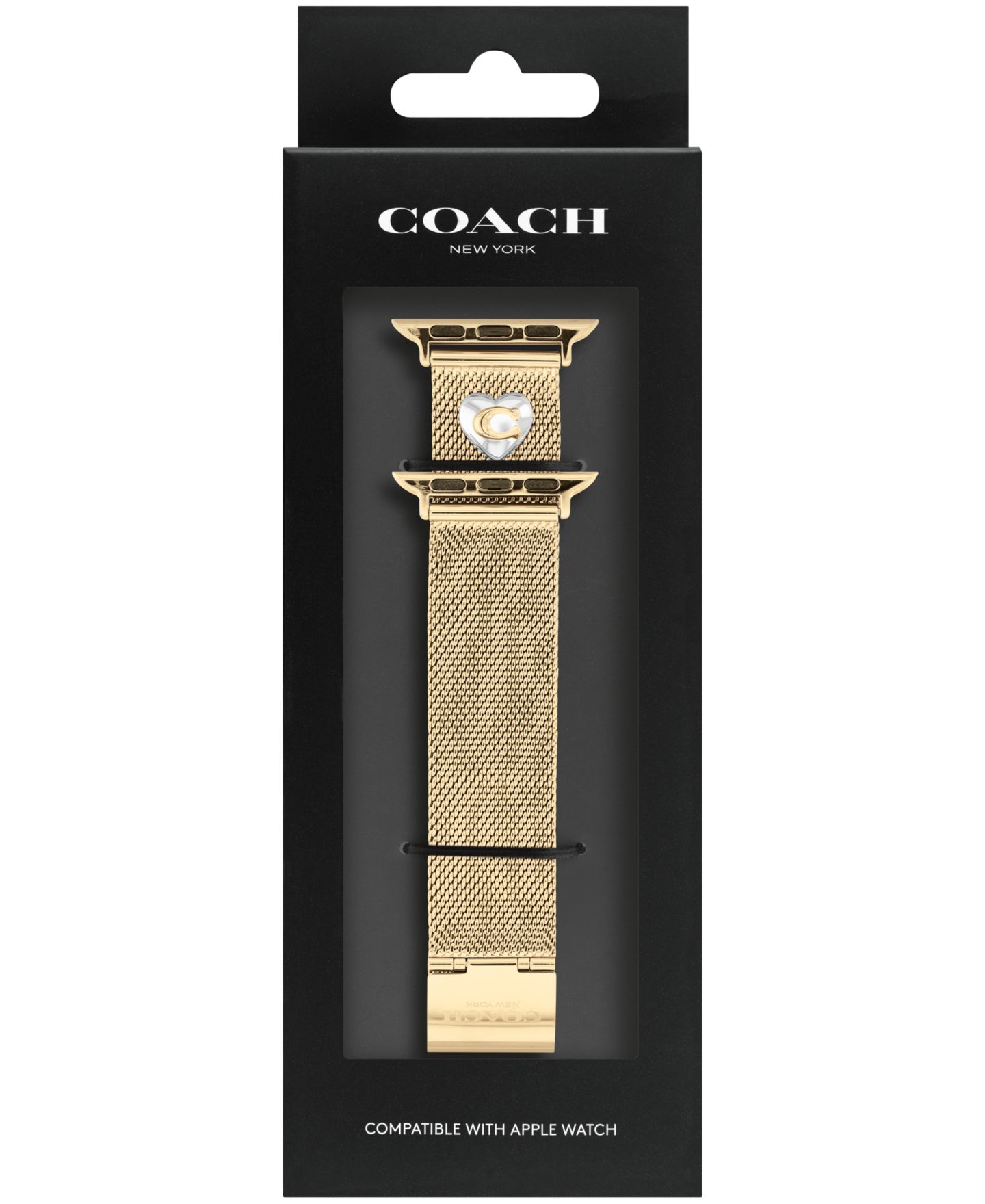 Сетчатый браслет Coach из нержавеющей стали золотистого цвета для Apple Watch 38/40/41 мм — фото 2