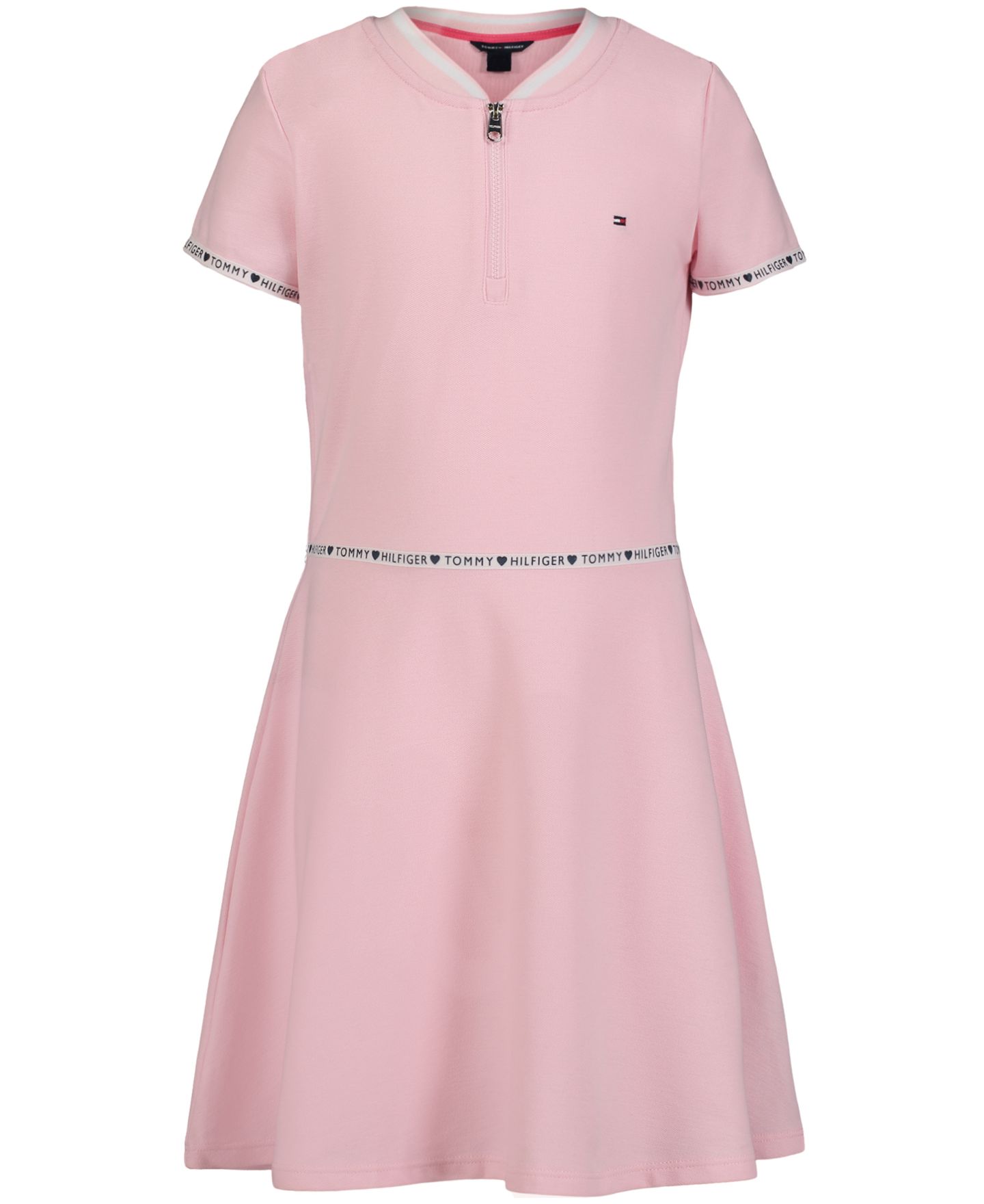 Платье Tommy Hilfiger Quarter Zip Dress для девочек, цвет: Светлый розовый — фото 1