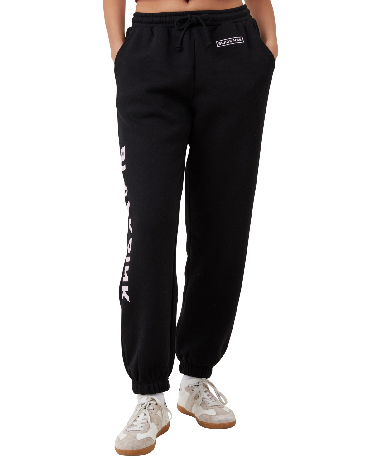 Women's Fleece Sweatpants - Black Pink Logo, Black