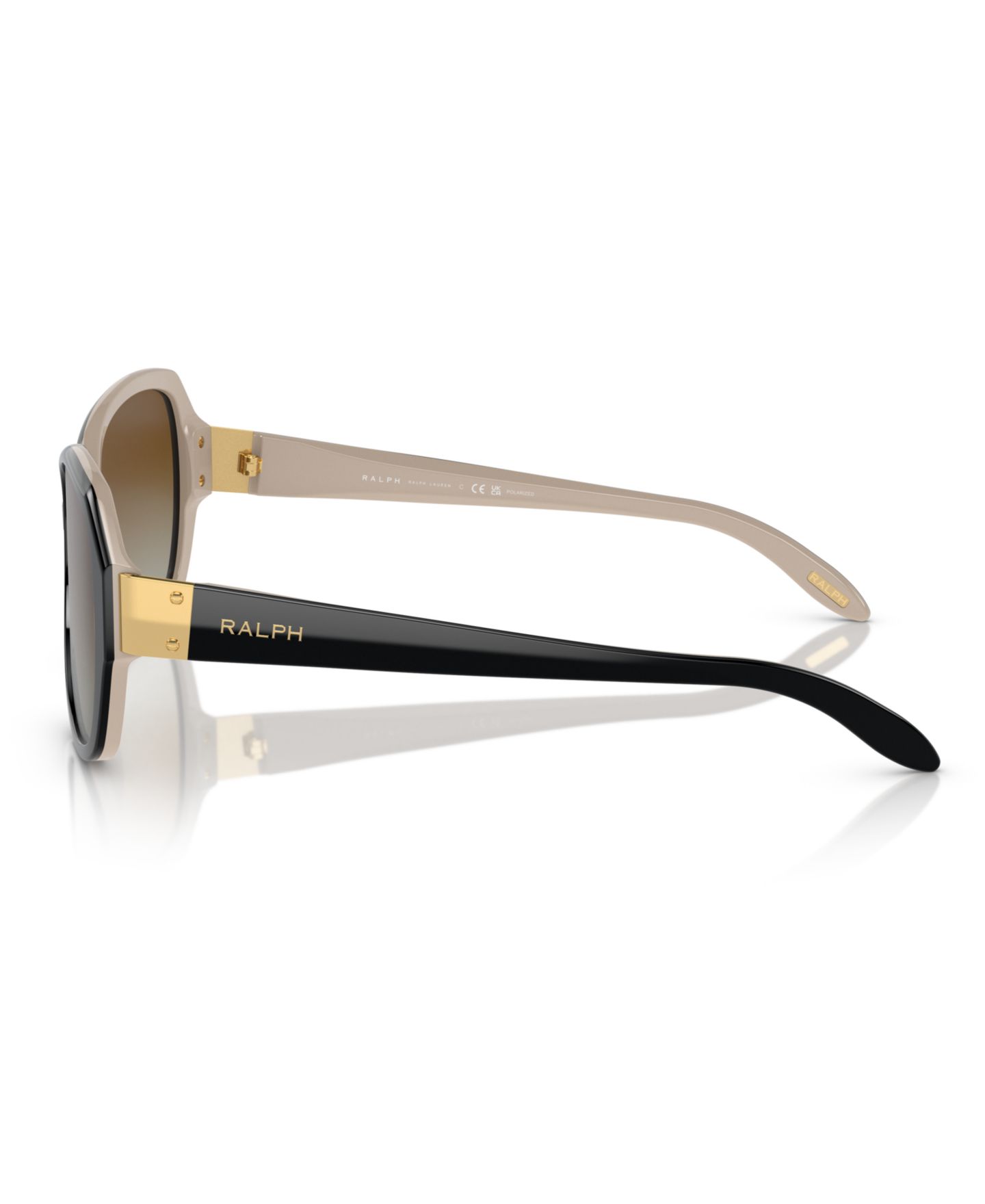 Женские солнцезащитные очки Ralph by Ralph Lauren Polarized Sunglasses, Gradient Polar RA5138, цвет: Блестящий чёрный телесный — фото 3