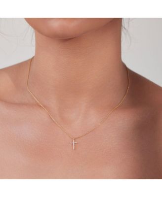 Iris Cross Necklace, Crystal Cross Pendant, Dainty, Faith, Gift