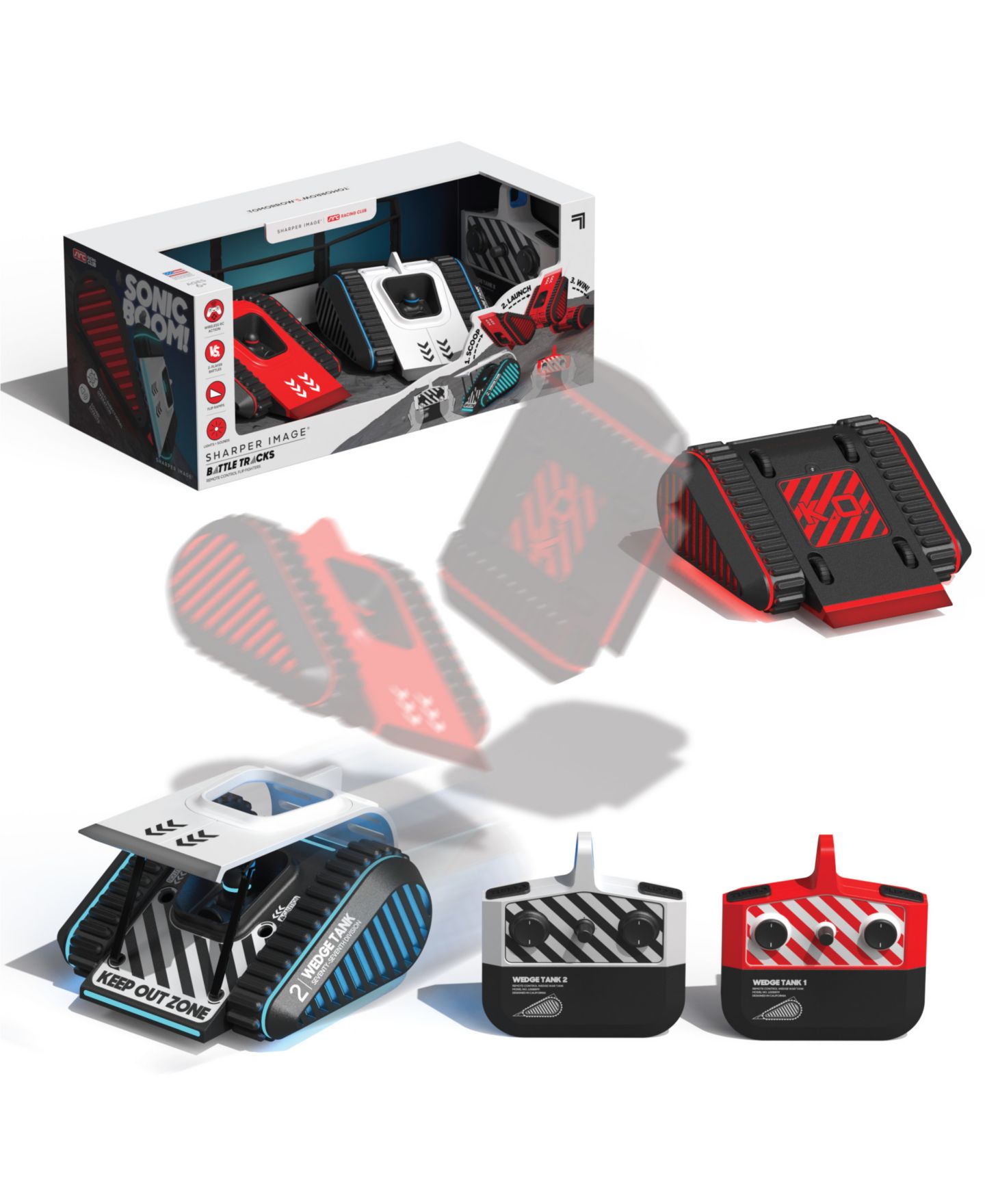 Детские игрушки Sharper Image Battle Tracks Knockout Remote Control Flip Ramp Space Tank Wars Toys — фото 1