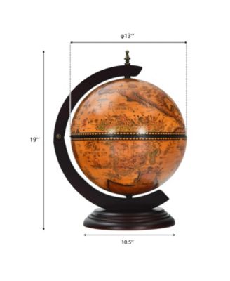 Rotating Globe Wine Bar - Eucalyptus Wood With Vintage Nautical Maps