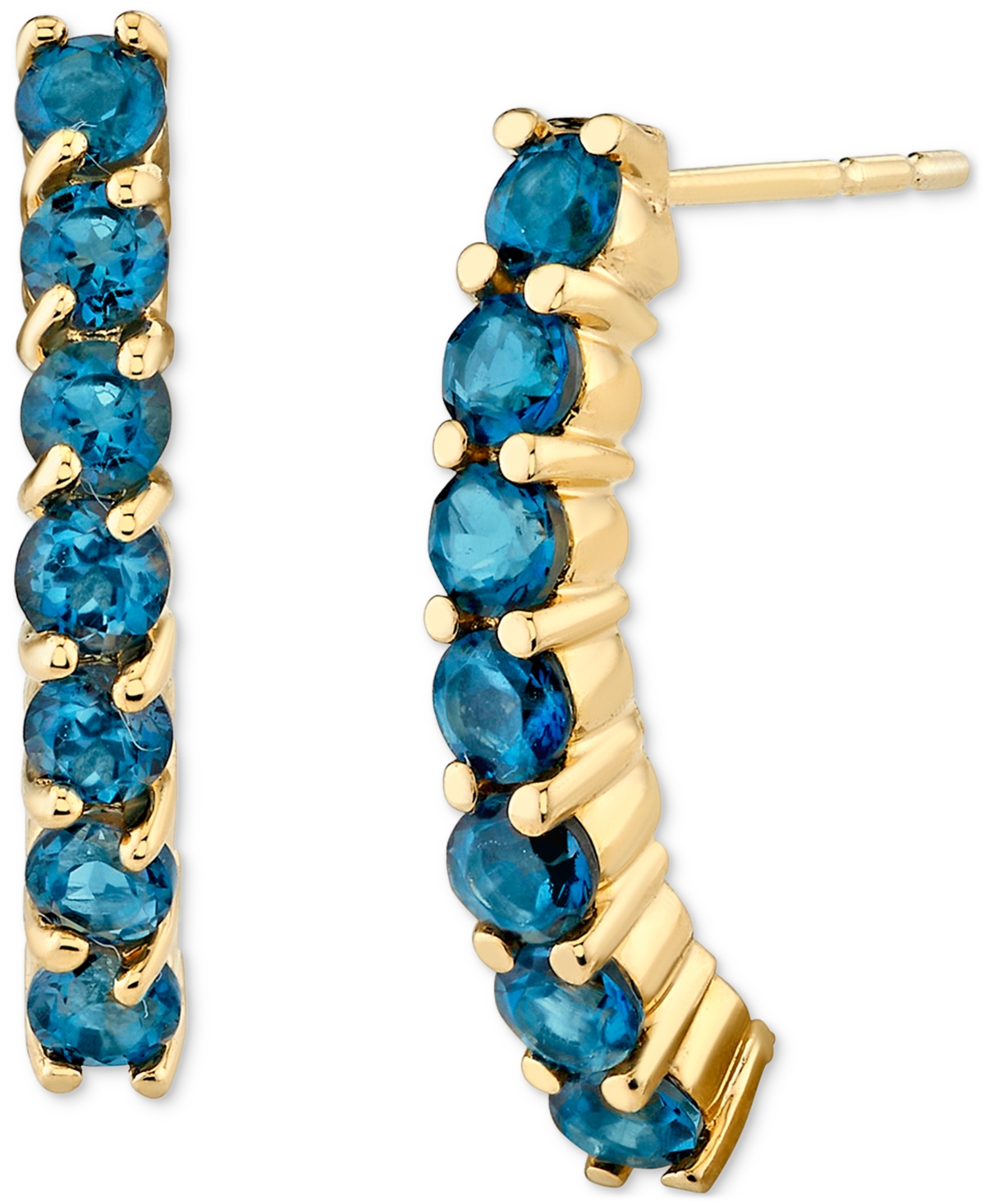 Macy's Blue Topaz Curved Drop Earrings (1-1/2 Ct. T.w. ) In 14k Gold