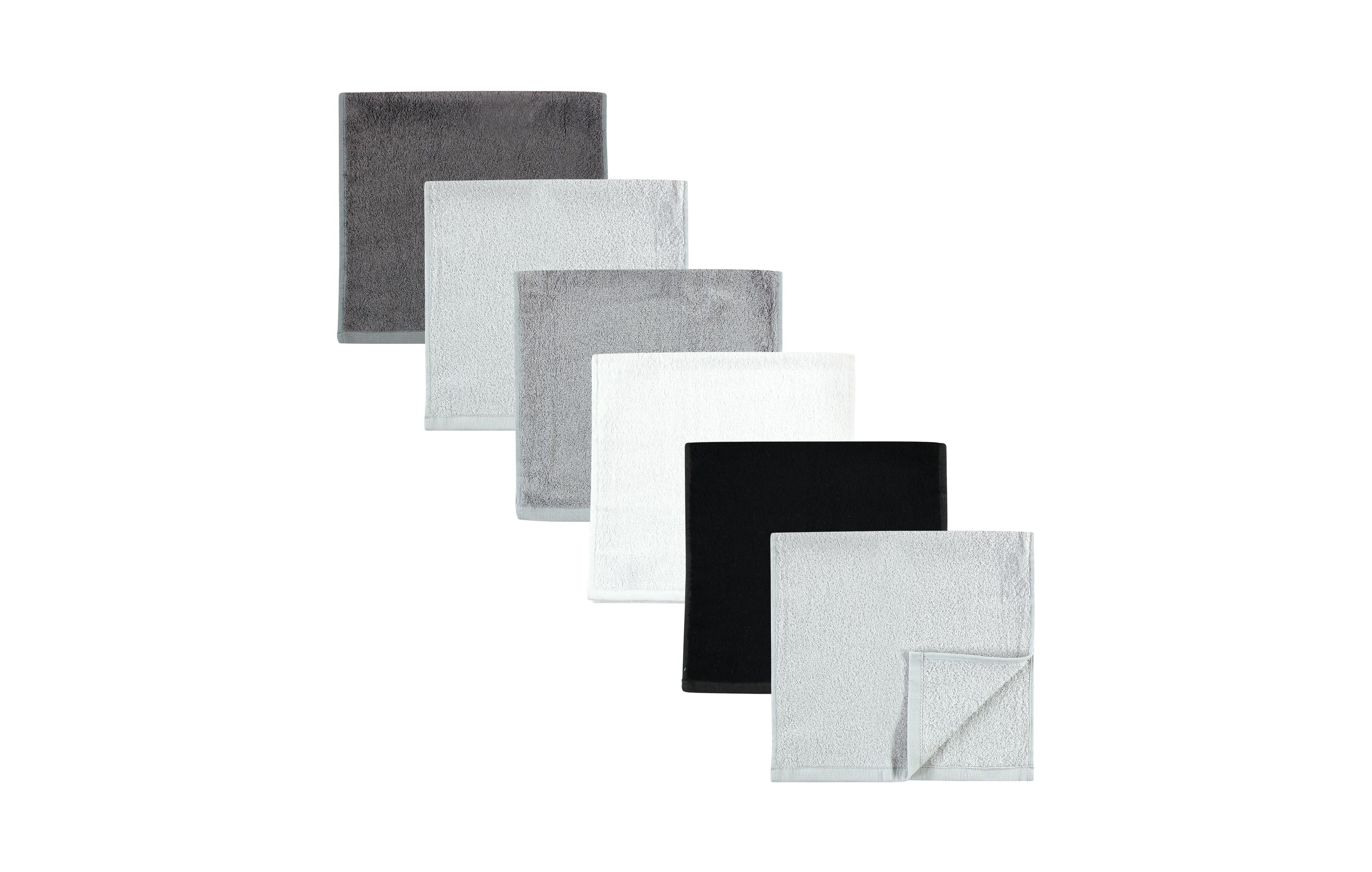 Hudson Baby Infant Rayon from Bamboo Burpcloth 6pk, Black White, One Size