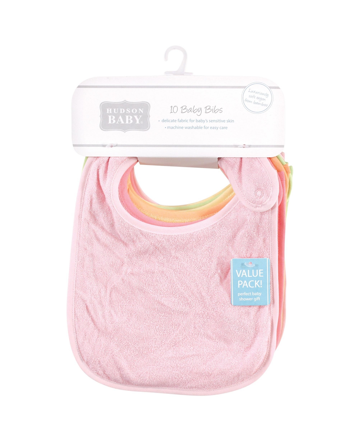 Hudson Baby Infant Girl Rayon from Bamboo Terry Bibs, One Size - Citrus